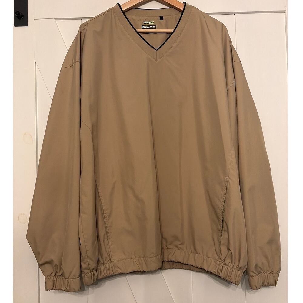 Bolle Golf Tech Mens XL Pullover Windbreaker Tan V Neck Golf Jacket Athleisure